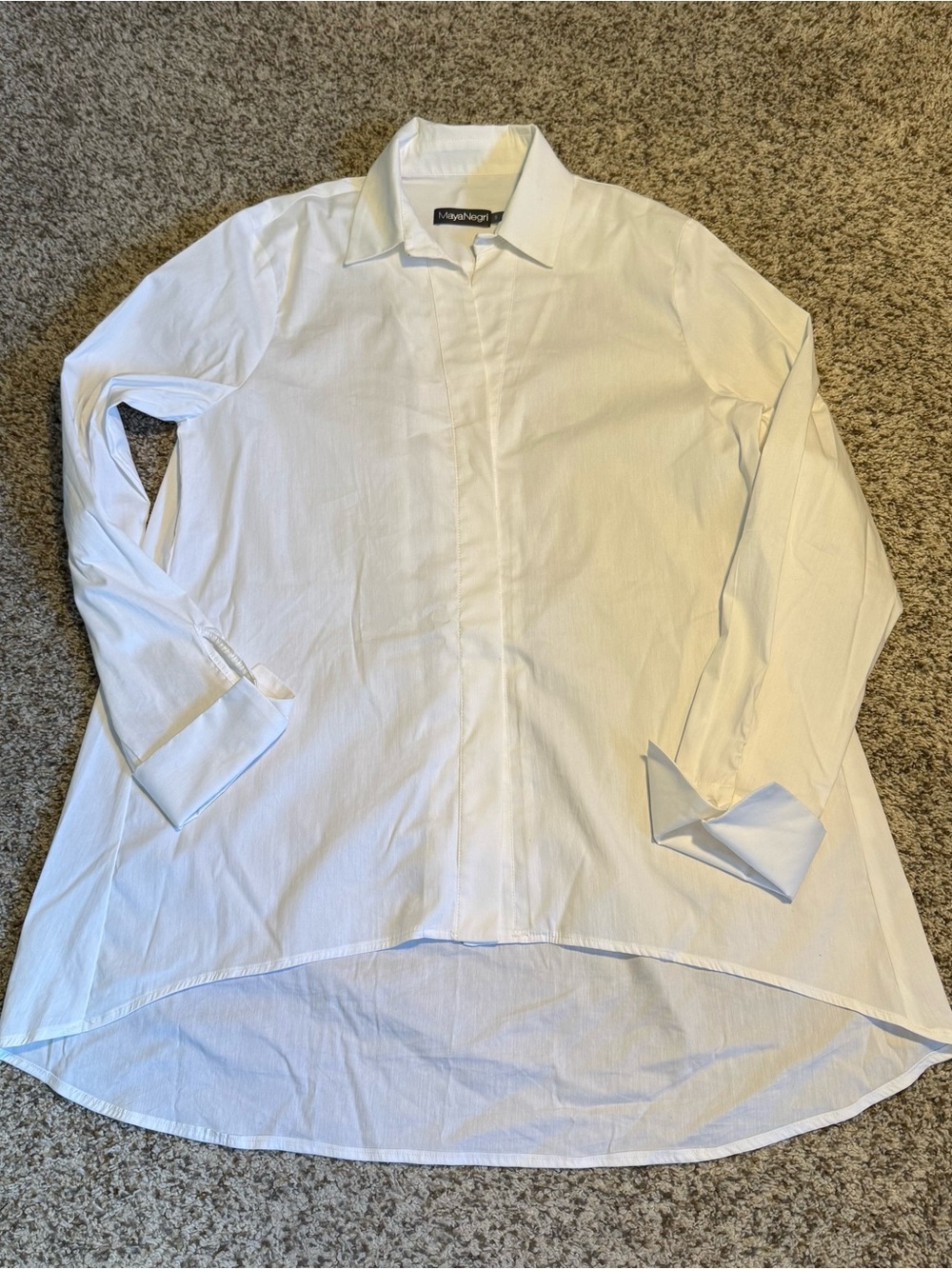 Maya Negri White Longline Dress Shirt - S